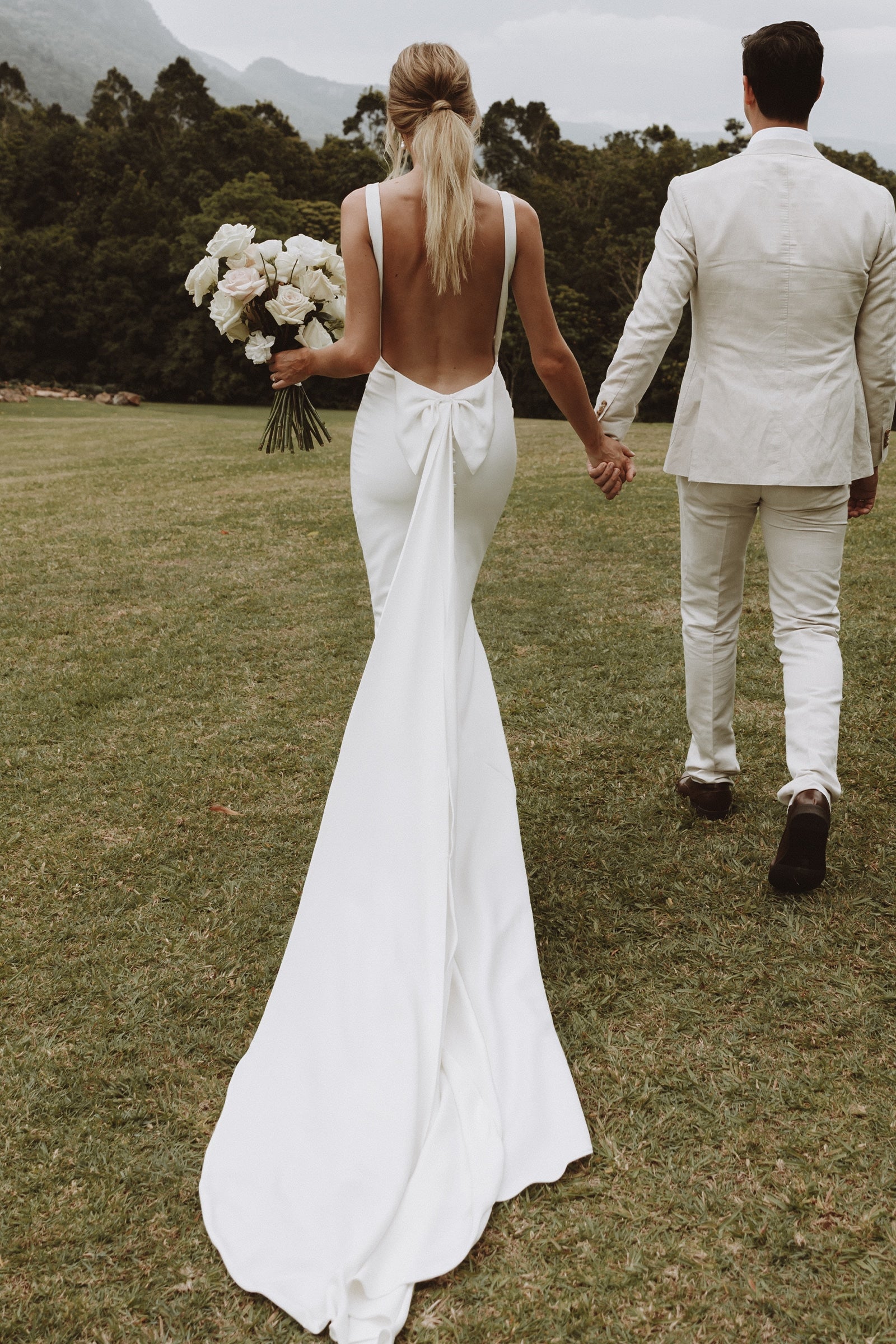 wedding dress with bow on back